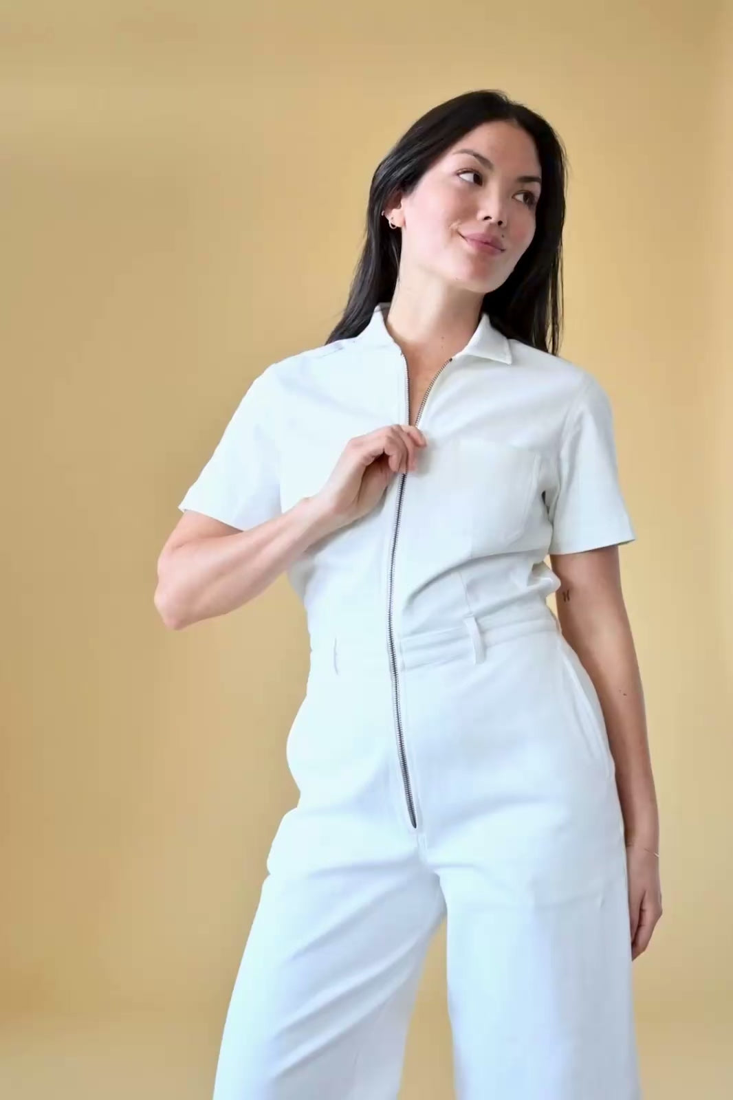 Quincy Jumpsuit in White Denim – Mixed by Nasrin