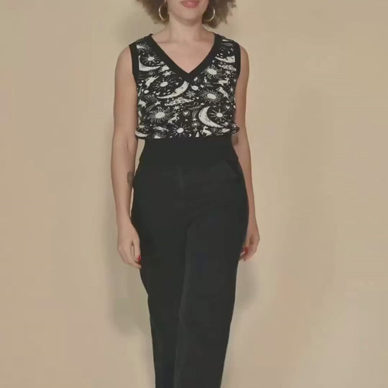 Knit Vest in Black Celestial