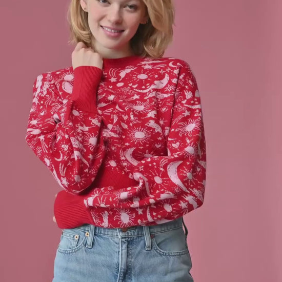 Crewneck Sweater in Red Celestial