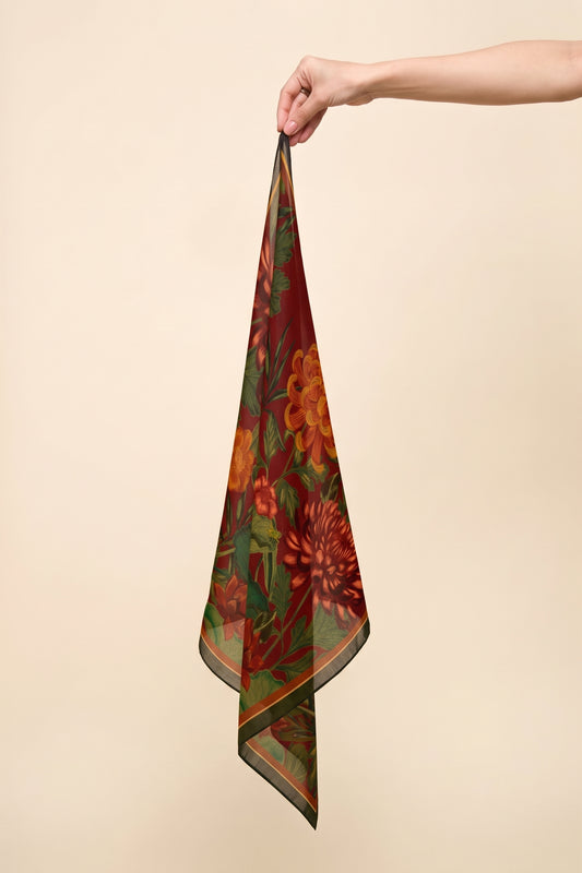 Silk Scarf in Chrysanthemum