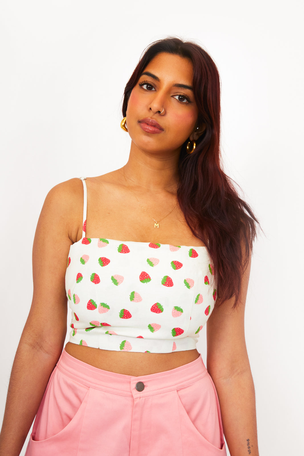 Strawberry Lace Up Top