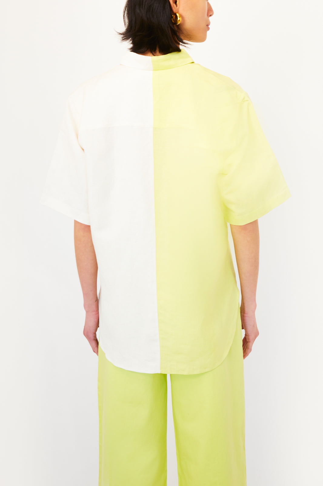 Two-toned Linen Button up